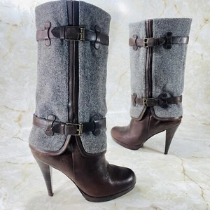 Cole Haan 'Air Kennedy' Wool & Leather High Heel WinterBoots Platform Sz 7.5 EUC - Picture 1 of 11
