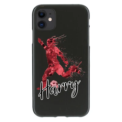Personalised Initial Phone Case For iPhone 14/13/12/11/XR Red Football TPU Cover — 第 1/4 张图片