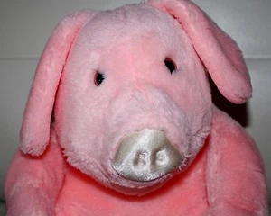 CERDO SENTADO DE PELUCHE FRANCÉS HOERLEIN RARO DE COLECCIÓN GRANDE 1985 - Imagen 1 de 6
