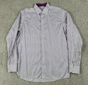 Eton Contemporary Shirt Mens 17.5 - 42 Purple Striped Long Sleeve Button Up - Picture 1 of 8