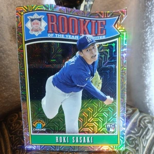 Bowman Mega Box Roki Sasaki 2025 Novato del Año Troquelado Mojo Refractor - Imagen 1 de 11