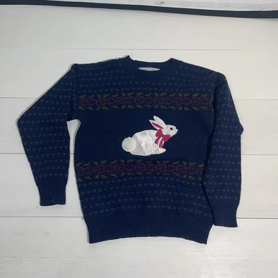 Suéter de Colección Años 90 Y2K Para Mujer Conejito Conejo Extravagante Abuela CottageCore Talla S/M Foto 1 de 4