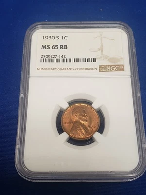 1930 S NGC MS65RD Lincoln Wheat Cent 1c - Image 1 of 2