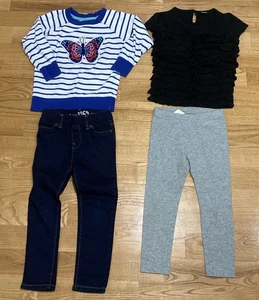 Girl's Gap & Hanna Andersson Outfit Size 3 - Sweatshirt, Top, Jeans & Leggings - Picture 1 of 5