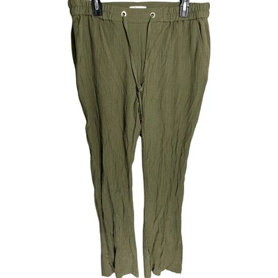 Pantalones Calvin Klein Verde Talla L Tiro Alto Cordón Ligeros Minimalistas Foto 1 de 4