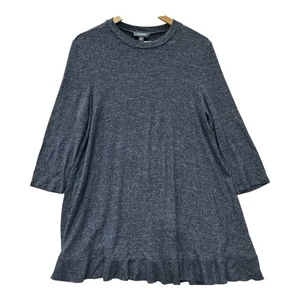 Modcloth Essential Minimalist Ruffle Hem Long Sleeve Dress Size XL Blue Academia - Picture 1 of 7