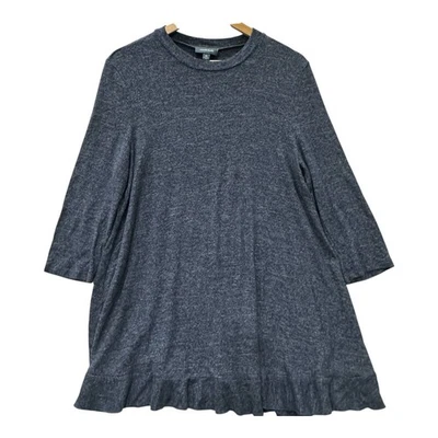 Modcloth Essential Minimalist Ruffle Hem Long Sleeve Dress Size XL Blue Academia - Image 1 of 4