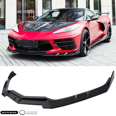Divisor de labios de parachoques delantero estilo negro mate para Chevrolet Corvette C8 2020-2025 Foto 1 de 4