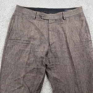 Banana Republic Pants Mens 30x32 Gray Brown Linen Modern Fit Dress Flat Front - Picture 1 of 11
