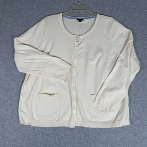 TALBOTS Woman Petites Cardigan Cream Color Size 3Xp Classic Preppy Pima Cotton - Picture 1 of 10