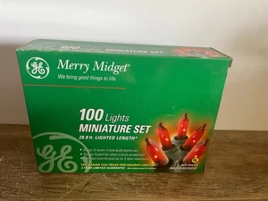 NEW GE MERRY MIDGET Holiday 100 Mini Light Set RED 28.8’ Indoor/Outdoor - Picture 1 of 1