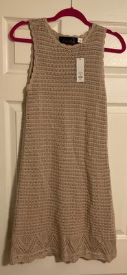Blue Rain Womens Dress size Medium Nude Taupe Tan Mesh Knit Crochet NWT - Image 1 of 3