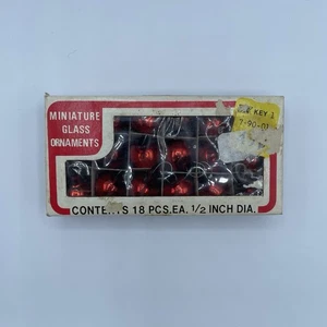 Vintage Kresge Miniature Mini Christmas Tree Ornaments Glass Set of 18 Red Box - Picture 1 of 5