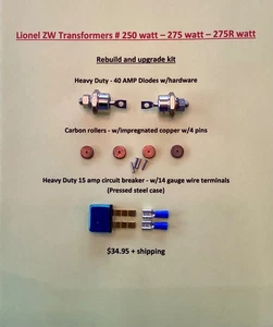 Lionel ZW Transformer 250 watt - 275 watt - 275 watt (model R) Restoration Kit - Picture 1 of 1