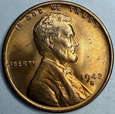 1942 S Uncirculated Lincoln Wheat Cent Exact Coin Imaged #LWC1490 - Image 1 of 2