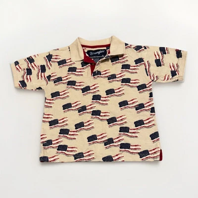 Camisa Polo Wrangler Vintage Niños Pequeña 5-6 Bandera Americana 4 de Julio Foto 1 de 3