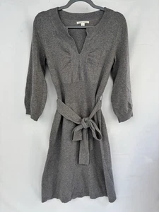 Banana Republic Soft Wool Gray Sweater Knit Dress Size Small Long Sleeve Belted - Picture 1 of 16
