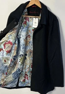 Nuevo con etiquetas Abrigo de coche Robert Graham para hombre mezcla de lana talla XL nuevo $348 negro - Imagen 1 de 15