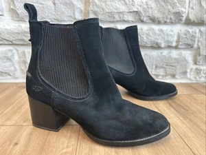 Ugg Faye Chelsea Black Suede Ankle Boots Booties Pull On Blocked Heel Women’s 11 - Picture 1 of 12