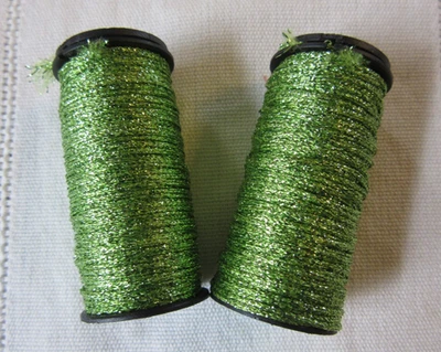 2 Kreinik Metallics #015 CHARTREUSE Medium #16 Braids Thread 15M spool lot - Image 1 of 4