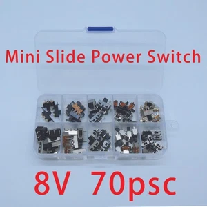 70PCS 8 Types SPDT 3-Pin Slide Switches Mini Toggle Power Switch - Picture 1 of 9