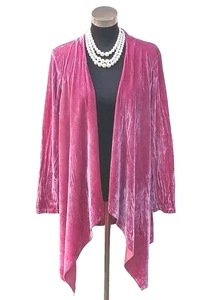 Keysha italienische Samtstrick rosa Cardigan Jacke Gr. M Hi Low Open Front Schaukel L - Bild 1 von 7
