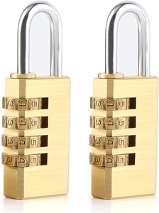 Zahlenschloss Klein, 2 Stück Vorhängeschloss Gold mit Zahlencode Mini Kofferschl - Bild 1 von 5
