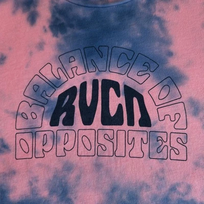 RVCA Point Dume Balance Regular Fit Pink Blue Tie-Dye Medium Graphic T-Shirt Tee - Image 1 of 4