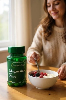 Puritan's Pride 镁含锌 100 片矿物质补充剂有效期至 2027 年 5 月 — 第 1/4 张图片