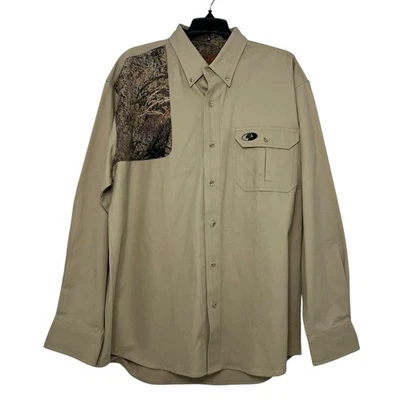 NWT Mossy Oak Long Sleeve Button Up Shirt Men’s Size L Tan Camo Hunting Outdoor - Image 1 of 4