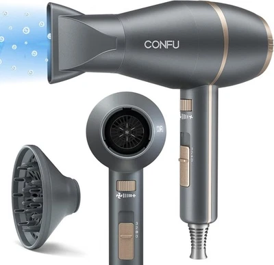 CONFU Föhn mit Diffusor 2200W Haartrockner Fön AC, 3 Temperatureinstellungen