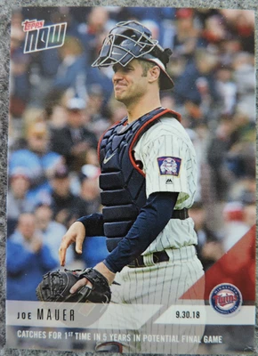 2018 Topps Now #817 Joe Mauer Minnesota Twins-Topps Now  Baseball Card - Image 1 of 2