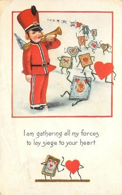 Tarjetas postales Whitney soldado Cupido antropomórficas de San Valentín fuerza de reunión Foto 1 de 2