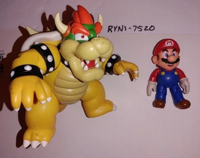 2014 Super Mario Bros Bowser 6" & Mario 3” Poseable Figures Toys Jakks Nintendo - Image 1 of 4