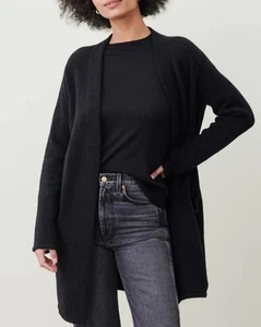Cardigan cappotto maglione Jenni Kayne lana yak maglia elasticizzata aperto davanti nero taglia S - Foto 1 di 14