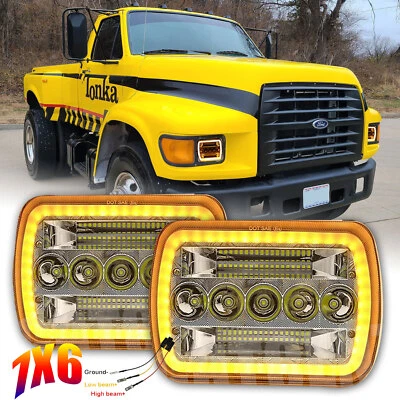 5x7" 7x6" LED Headlight Hi/Lo Sealed Beam DRL For Ford F600/700/800 FT900 F-100 - Image 1 of 4