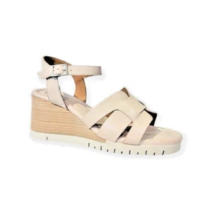 New Miz Mooz Mackenzie Leather Wedge Slingback Sandals Cream EU 39 US 8.5 - Picture 1 of 2