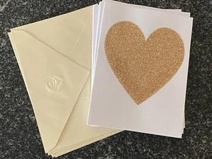 Gold Hearts Carlton Greeting Cards & Envelopes - Pack of 7 - Picture 1 of 3