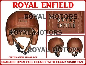 Royal Enfield "GRANADO OPEN FACE LEATHER HELMET " (TAN) - Picture 1 of 13