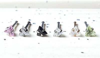 1 pieza Triángulo Circonita cúbica Gema Superior 20 g Anillo Nariz Hueso Acero Quirúrgico 316L Foto 1 de 4