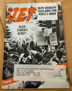Vintage Jet Magazin 9. Mai 1968 schwarze Studenten Revolte Bürgerrechte schwarze Geschichte - Bild 1 von 5