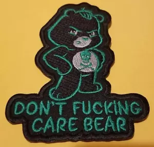 Don't F ucking Care Bear Worldwide Shipping Embroidered Patch green/black - Picture 1 of 2