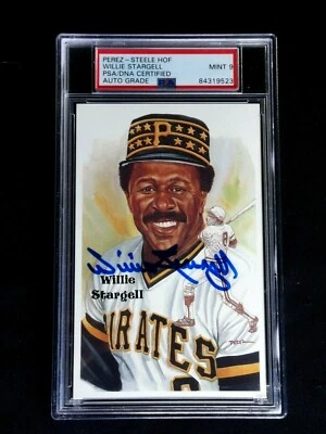 WILLIE STARGELL PSA/DNA GRADED 9 MINT SIGNED PEREZ STEELE HOF POSTCARD #200 AUTO - Image 1 of 3