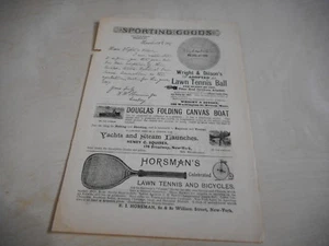 ANUNCIO DE REVISTA DEL SIGLO 1800 #A4-153 - RAQUETAS DE TENIS DE HORSMANS - WRIGHT & DITSON BALL - Imagen 1 de 1