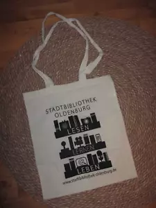 Baumwollbeutel, Stofftasche, Stadtbibliothek Oldenburg, lange Henkel, groß - Bild 1 von 1