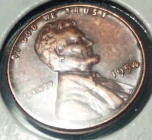 Mint Error Coin Lincoln Memorial 1c One Cent 1954 Copper Lincoln Wheat Ear One - Picture 1 of 14