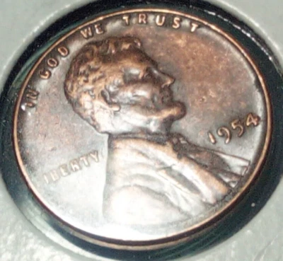 Mint Error Coin Lincoln Memorial 1c One Cent  1954 Copper Lincoln Wheat Ear One  - Image 1 of 4