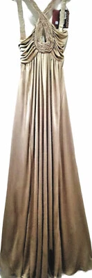 Vestido Roberto Cavalli Cuentas Sin Mangas Correas Cremallera Beige 38 Formal Europeo Foto 1 de 4