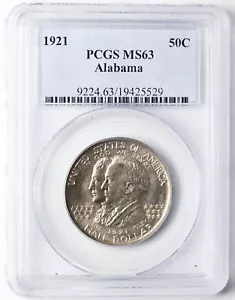 1921 50c Alabama Commemorative Silver Half Dollar - PCGS MS63 - Picture 1 of 4