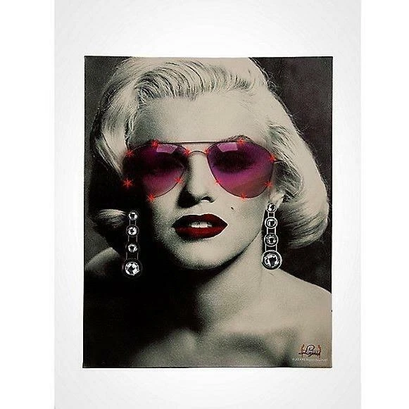 Marilyn Monroe Gafas Luz LED Lienzo Arte de Pared Decoración Retro (16"x20") Foto 1 de 1